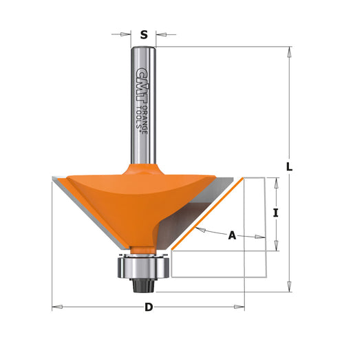 CMT 836.280.11 Chamfer Bit, 1/4-Inch Shank, 1-1/4-Inch Diameter, Carbide-Tipped