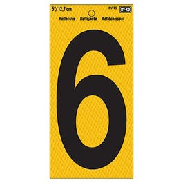 Address Number, Reflective Yellow & Black, 5-In., 6