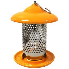 Ceramic Bird Feeder, Orange, Holds, 1-Lb.