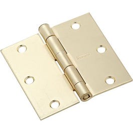 Door Hinge, Interior, Square-Edge, Satin Brass, 3.5-In.