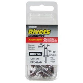 Aluminum Rivets, Short, Brown, 1/8-In. Dia., 25-Pk.