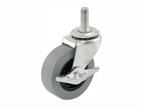 Shepherd Hardware 2-Inch Threaded Stem TPR Caster with Brake, 80-lb Load Capacity