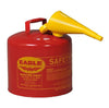 Eagle 5 Gallon Steel Safety Can for Flammables, Type I, Flame Arrester, Funnel, Red - UI50FS (5 Gallon)