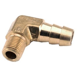 Pipe Fitting, Barb Insert Elbow, 90-Degree, Lead-Free Brass, 1/2 Hose x 3/8-In. MPT