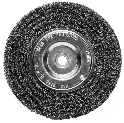 Century Drill And Tool Bench Grinder Wire Wheel Crimped Fine 1/2″-5/8″ Arbor 6″ Safe Rpm 3 750