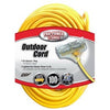 100-Ft. 12/3 SJTW-A Yellow 3-Outlet Extension Cord