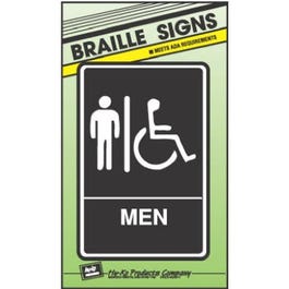 Braille Sign, Men/Handicapped Restroom, Peel & Stick, 6 x 9-In.