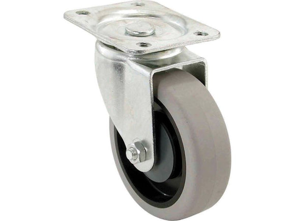 Shepherd Hardware 4-Inch Swivel Plate Caster, Rubber Wheel, 250-lb Load Capacity