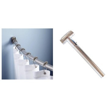 Hardware House 162767 Curved Shower Rod, Chrome Finish ~ Adjusts 45