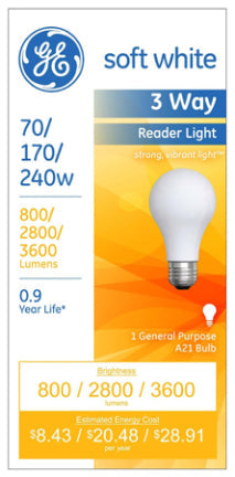 70/170/240W A21 SWW 3 way Incand.