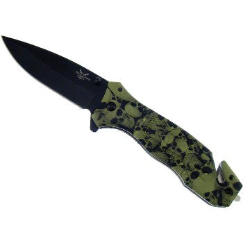 Frost Cutlery TA-016GS 4.5 Green Skul Knife