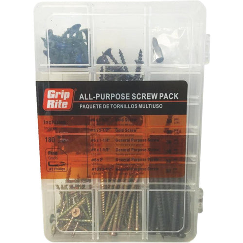 Grip-Rite All-Purpose Interior Steel Screw Assortment Kit (170 Pcs.)