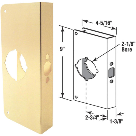 Defender Security 1-3/8 In. x 2-3/4 In. Brass Door Reinforcer