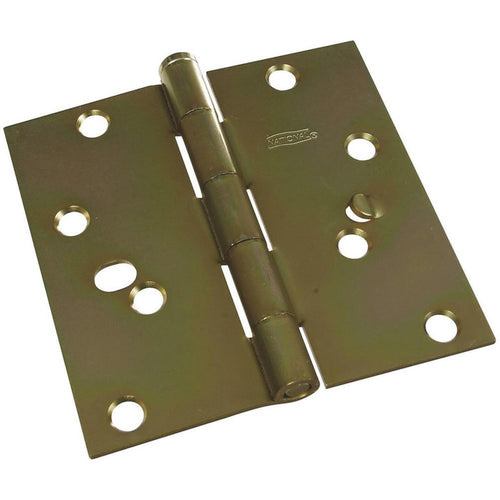 National 4 In. Square Satin Brass Security Door Hinge