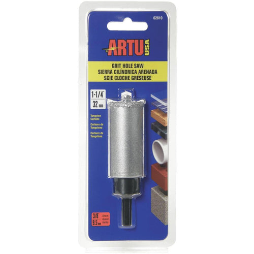 ARTU 1-1/4 In. Tungsten Carbide Grit Hole Saw with Arbor and Pilot Bit