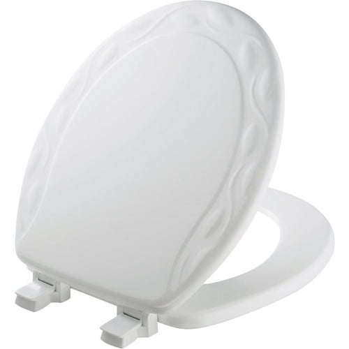 Mayfair Round Closed Front Designer Sculptured Ivy White Wood Toilet Seat