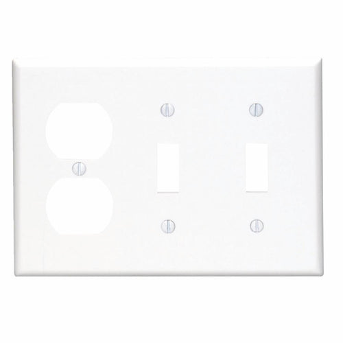 Leviton 3-Gang Plastic 2-Toggle/Duplex Outlet Wall Plate, White