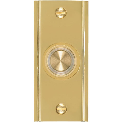 IQ America Wired Polished Brass Lighted Doorbell Push-Button