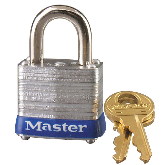 Master Lock Laminated Padlocks 1-1/8in (29mm) Wide Laminated Steel Pin Tumbler Padlock, Keyed Alike