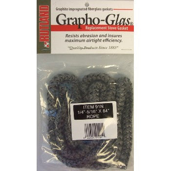 Rutland 91N Woodstove Gasket, Black Rope ~ 1/4