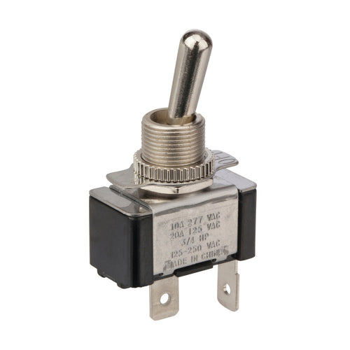 NSI Industries 78120TQ Toggle Switch 1-Pole SPST On-Off 125/250 Volt AC 20/10 Amp Metallic