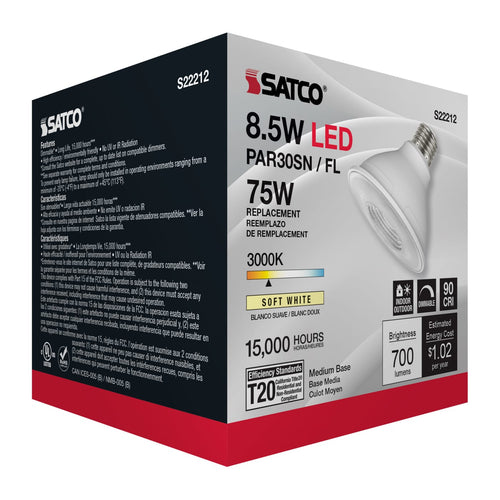 Satco Products S22212 8.5PAR30S/LED/930/FL/120V