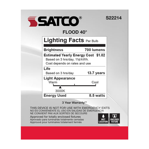 Satco Products S22214 8.5PAR30L/LED/930/FL/120V
