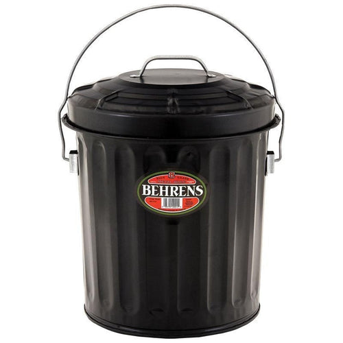 BEHRENS ASH PAIL WITH LID (7.5 GALLON, BLACK)